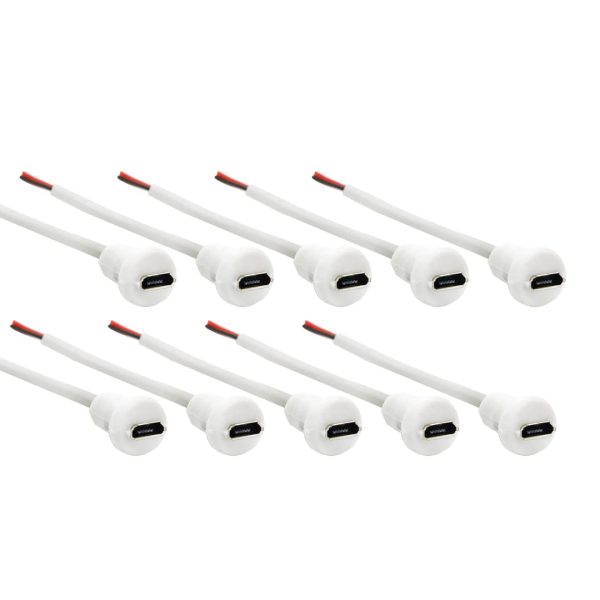 Panel Mount Female Micro USB Cable End Open